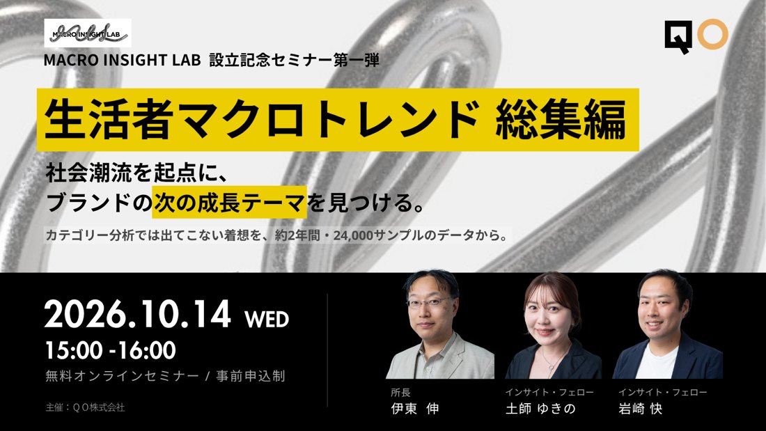 設立記念セミナー「生活者マクロトレンド 総集編」2026年10月14日15:00〜16:00
